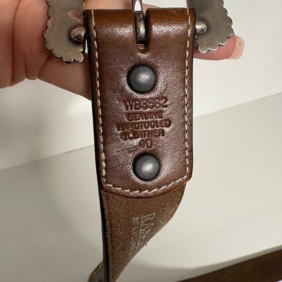 Ranger Western Cross Design Leather Belt 40 in Genuine Handtooled Cowhide WB3582 - Picture 4 of 8